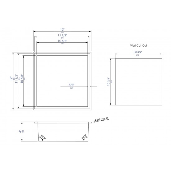 ALFI brand 12" x 12" Brushed Copper PVD Square Single Shelf Shower Niche