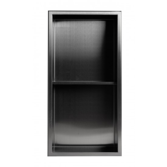 ALFI brand 12" x 24" Brushed Black PVD Vertical Double Shelf Shower Niche