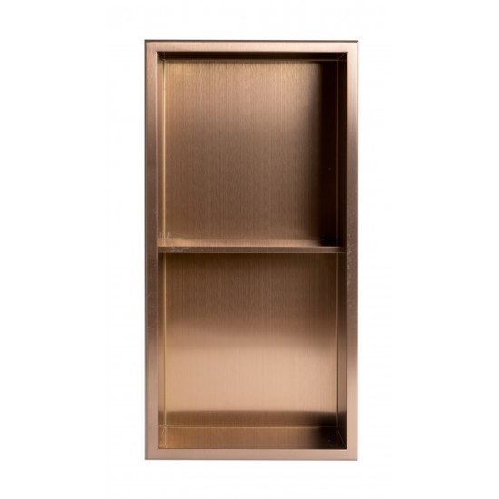 ALFI brand 12" x 24" Brushed Copper PVD Vertical Double Shelf Shower Niche