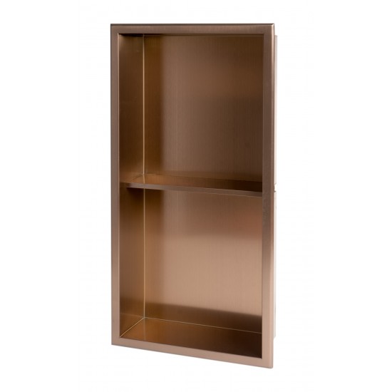 ALFI brand 12" x 24" Brushed Copper PVD Vertical Double Shelf Shower Niche