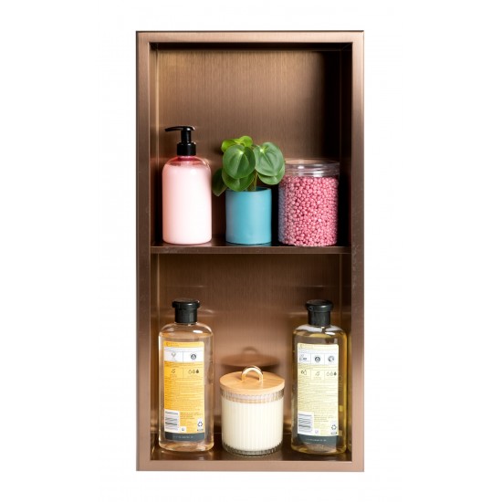 ALFI brand 12" x 24" Brushed Copper PVD Vertical Double Shelf Shower Niche