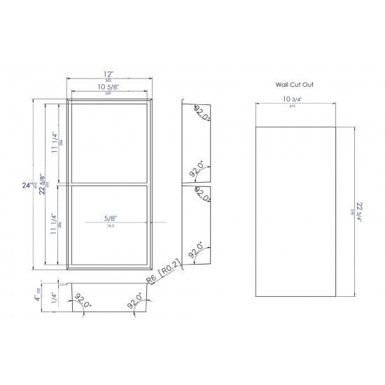ALFI brand 12" x 24" Brushed Copper PVD Vertical Double Shelf Shower Niche