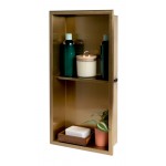 ALFI brand 12" x 24" Brushed Gold PVD Vertical Double Shelf Shower Niche