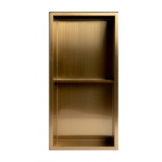 ALFI brand 12" x 24" Brushed Gold PVD Vertical Double Shelf Shower Niche