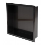 ALFI brand 16" x 16" Brushed Black PVD Steel Square Single Shelf Shower Niche