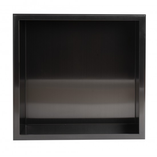 ALFI brand 16" x 16" Brushed Black PVD Steel Square Single Shelf Shower Niche