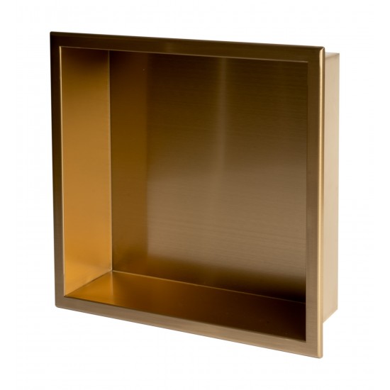 ALFI brand 16" x 16" Brushed Gold PVD Steel Square Single Shelf Shower Niche