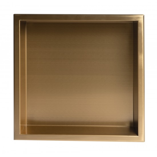 ALFI brand 16" x 16" Brushed Gold PVD Steel Square Single Shelf Shower Niche