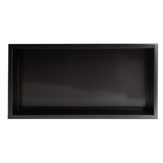 ALFI brand 24" x 12" Brushed Black PVD Horizontal Single Shelf Shower Niche