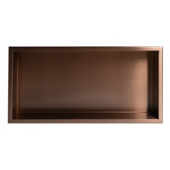 ALFI brand 24" x 12" Brushed Copper PVD Horizontal Single Shelf Shower Niche