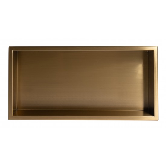 ALFI brand 24" x 12" Brushed Gold PVD Horizontal Single Shelf Shower Niche