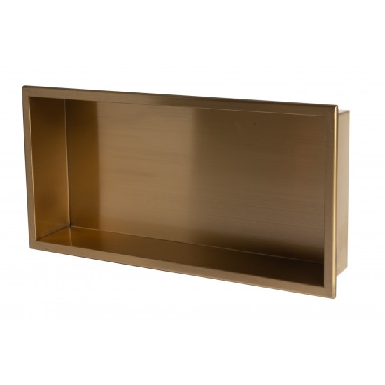 ALFI brand 24" x 12" Brushed Gold PVD Horizontal Single Shelf Shower Niche