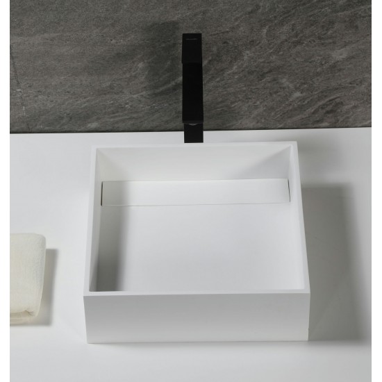 ALFI brand ABRS14S 14" Square White Matte Solid Surface Resin Sink