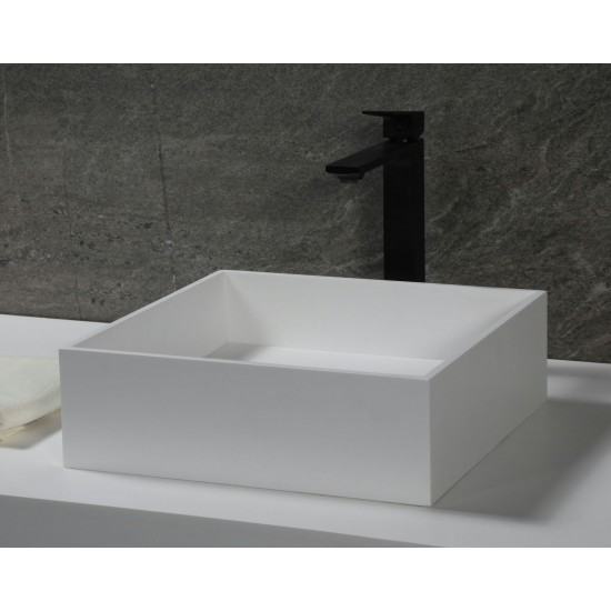 ALFI brand ABRS14S 14" Square White Matte Solid Surface Resin Sink