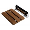 ALFI brand ABS14-PC Polished Chrome 14" Folding Teak Wood Shower Seat Bench