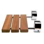 ALFI brand ABS16R-PC Polished Chrome 16" Folding Teak Wood Shower Seat Bench