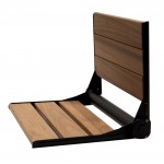 ALFI brand ABS17-BM Black Matte 17" Wide Foldable Teak Shower Seat with Backrest