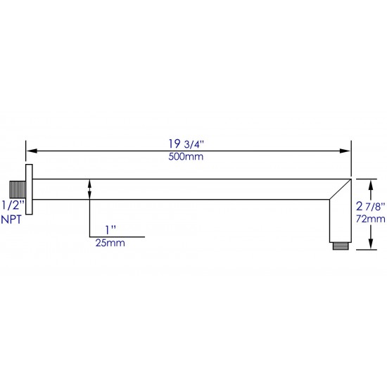 ALFI brand ABSA20S-BN Brushed Nickel 20" Square Wall Shower Arm
