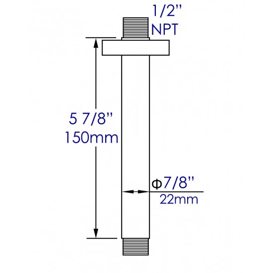 ALFI brand ABSA6R-PC Polished Chrome 6" Round Ceiling Shower Arm
