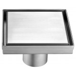 ALFI brand 5" x 5" Modern Square Brushed Shower Drain with Solid Cover