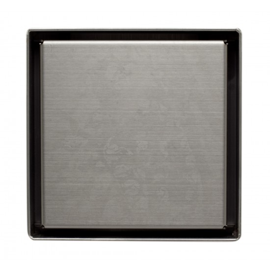 ALFI brand 5" x 5" Modern Square Brushed Shower Drain with Solid Cover