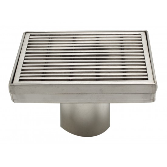 ALFI brand ABSD55D 5" x 5" Square Stainless Steel Shower Drain with Groove Lines