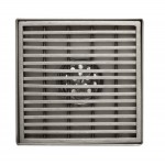 ALFI brand ABSD55D 5" x 5" Square Stainless Steel Shower Drain with Groove Lines