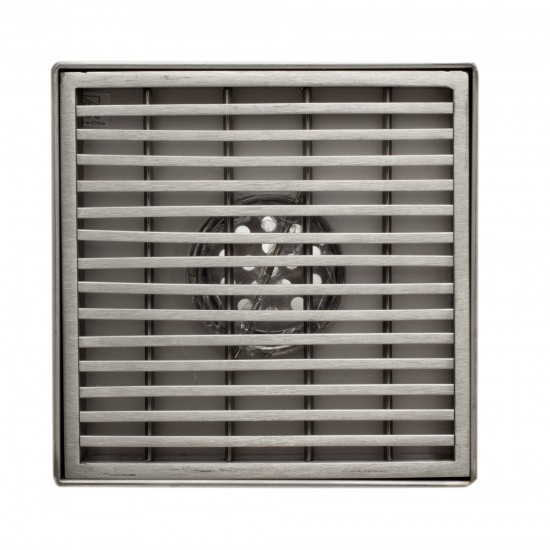 ALFI brand ABSD55D 5" x 5" Square Stainless Steel Shower Drain with Groove Lines