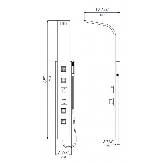 ALFI brand ABSP10 Modern Stainless Steel Shower Panel with 4 Body Sprays