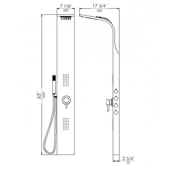 ALFI brand ABSP30 Stainless Steel Shower Panel with 2 Body Sprays