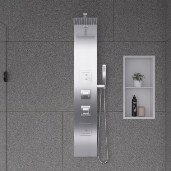 ALFI brand White Aluminum Shower Panel with 2 Body Sprays and Rain Shower Head