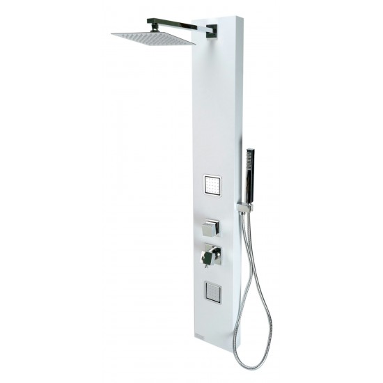 ALFI brand White Aluminum Shower Panel with 2 Body Sprays and Rain Shower Head