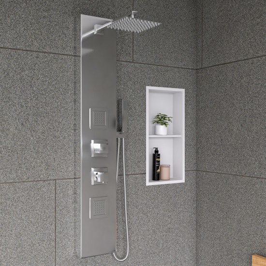 ALFI brand White Aluminum Shower Panel with 2 Body Sprays and Rain Shower Head