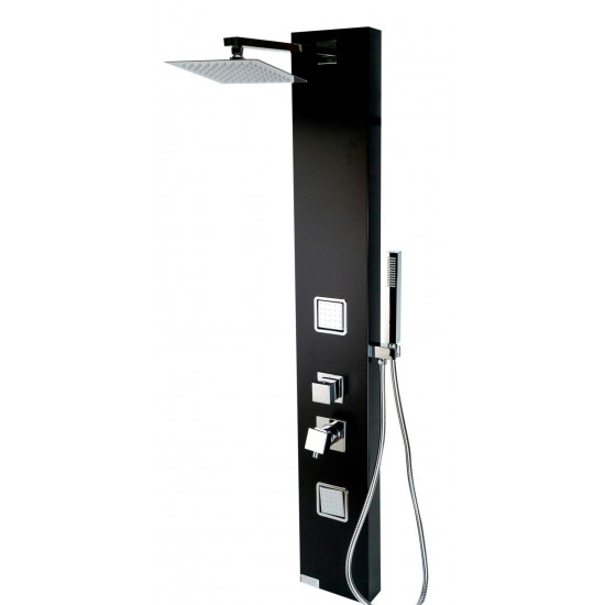 ALFI brand Black Aluminum Shower Panel with 2 Body Sprays and Rain Shower Head