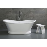 ALFI brand ABST77 Arched White Matte Solid Surface Resin Bathroom / Shower Stool
