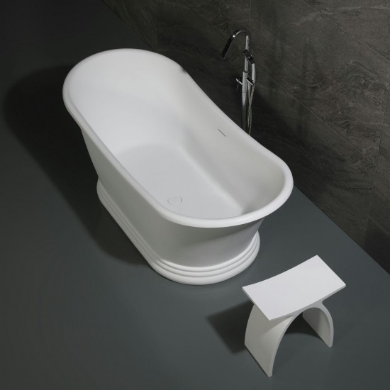 ALFI brand ABST77 Arched White Matte Solid Surface Resin Bathroom / Shower Stool