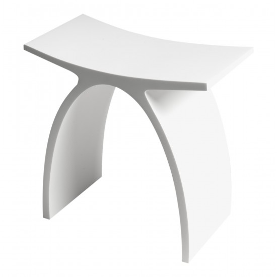 ALFI brand ABST77 Arched White Matte Solid Surface Resin Bathroom / Shower Stool