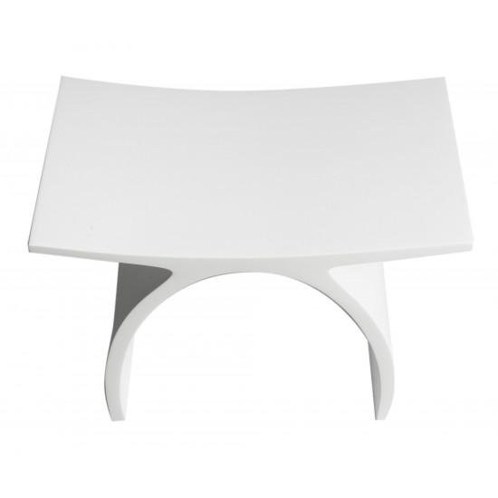 ALFI brand ABST77 Arched White Matte Solid Surface Resin Bathroom / Shower Stool