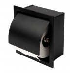 ALFI brand Black Matte Stainless Steel Recessed Toilet Paper Holder with Cover