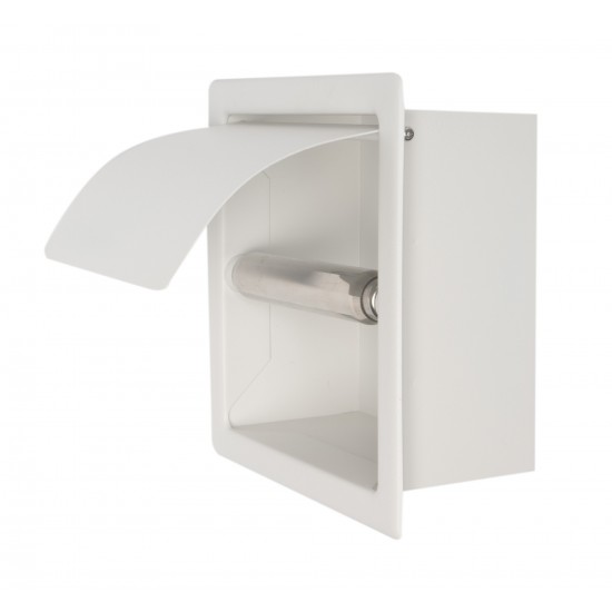 ALFI brand White Matte Stainless Steel Recessed Toilet Paper Holder with Cover