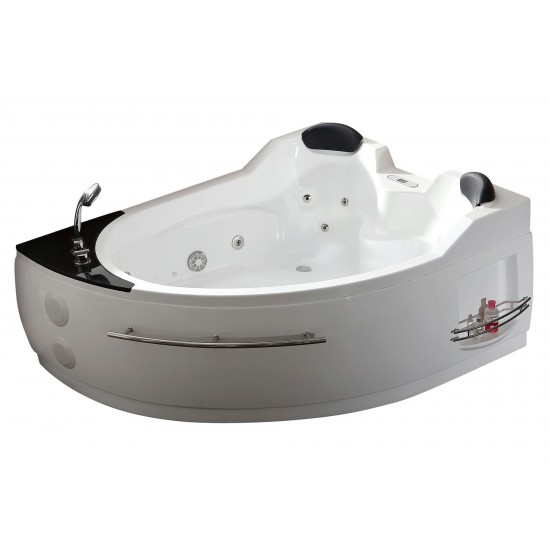 EAGO 5.5 ft Right Drain Corner Acrylic White Whirlpool Bathtub for Two