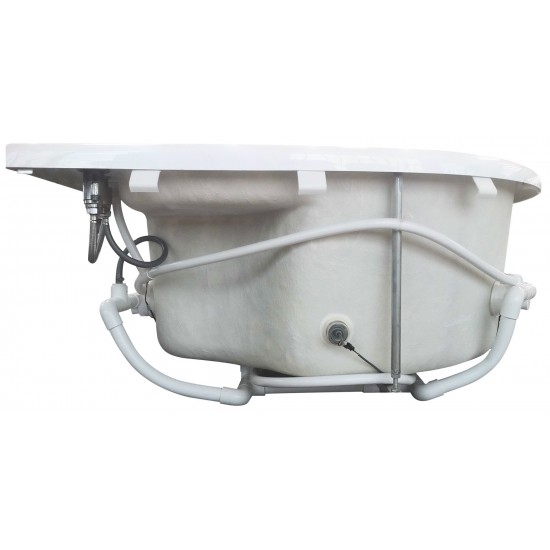 EAGO AM124ETL-L 6 ft Right Drain Corner Acrylic White Whirlpool Bathtub for Two