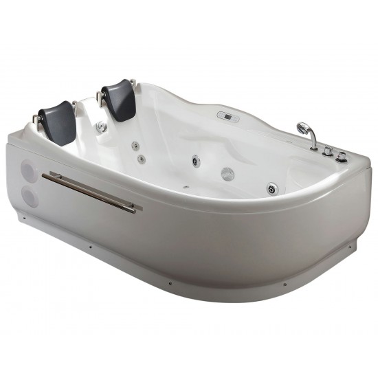 EAGO AM124ETL-R 6 ft Left Drain Corner Acrylic White Whirlpool Bathtub for Two