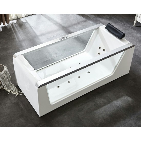 EAGO AM152ETL-5 5 ft Clear Rectangular Acrylic Whirlpool Bathtub