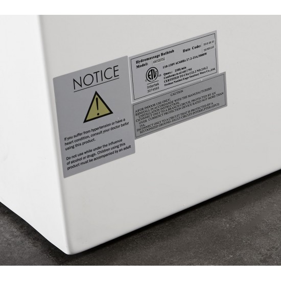 EAGO AM152ETL-5 5 ft Clear Rectangular Acrylic Whirlpool Bathtub