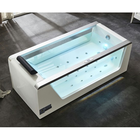 EAGO AM152ETL-6 6 ft Clear Rectangular Acrylic Whirlpool Bathtub