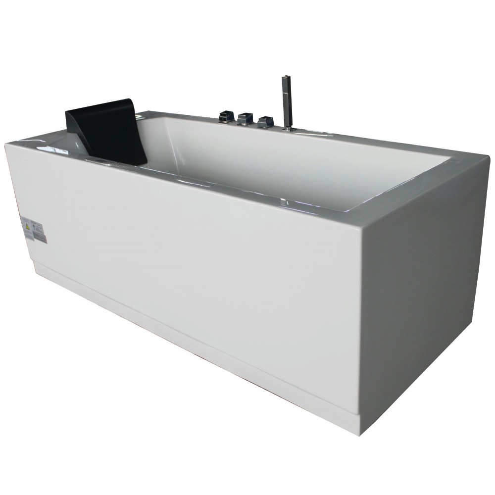 EAGO AM154ETL-R5 5 ft Acrylic White Rectangular Whirlpool Bathtub w Fixtures