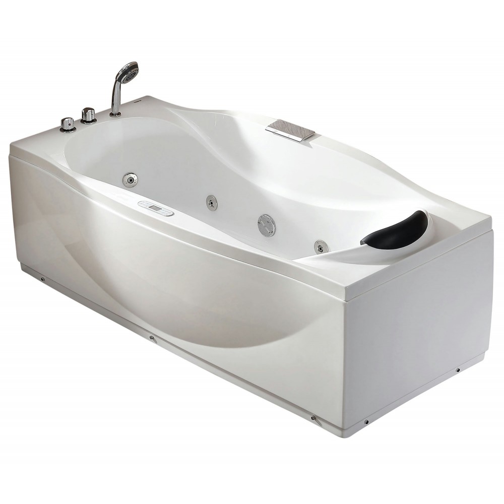 EAGO AM189ETL-L 6 ft Right Drain Acrylic White Whirlpool Bathtub w Fixtures