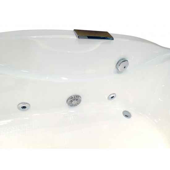EAGO AM189ETL-L 6 ft Right Drain Acrylic White Whirlpool Bathtub w Fixtures