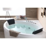 EAGO 5' Rounded Modern Double Seat Corner Whirlpool Bath Tub with Fixtures